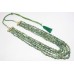 Necklace 5 line strand string women beaded green emerald stone bead B 895